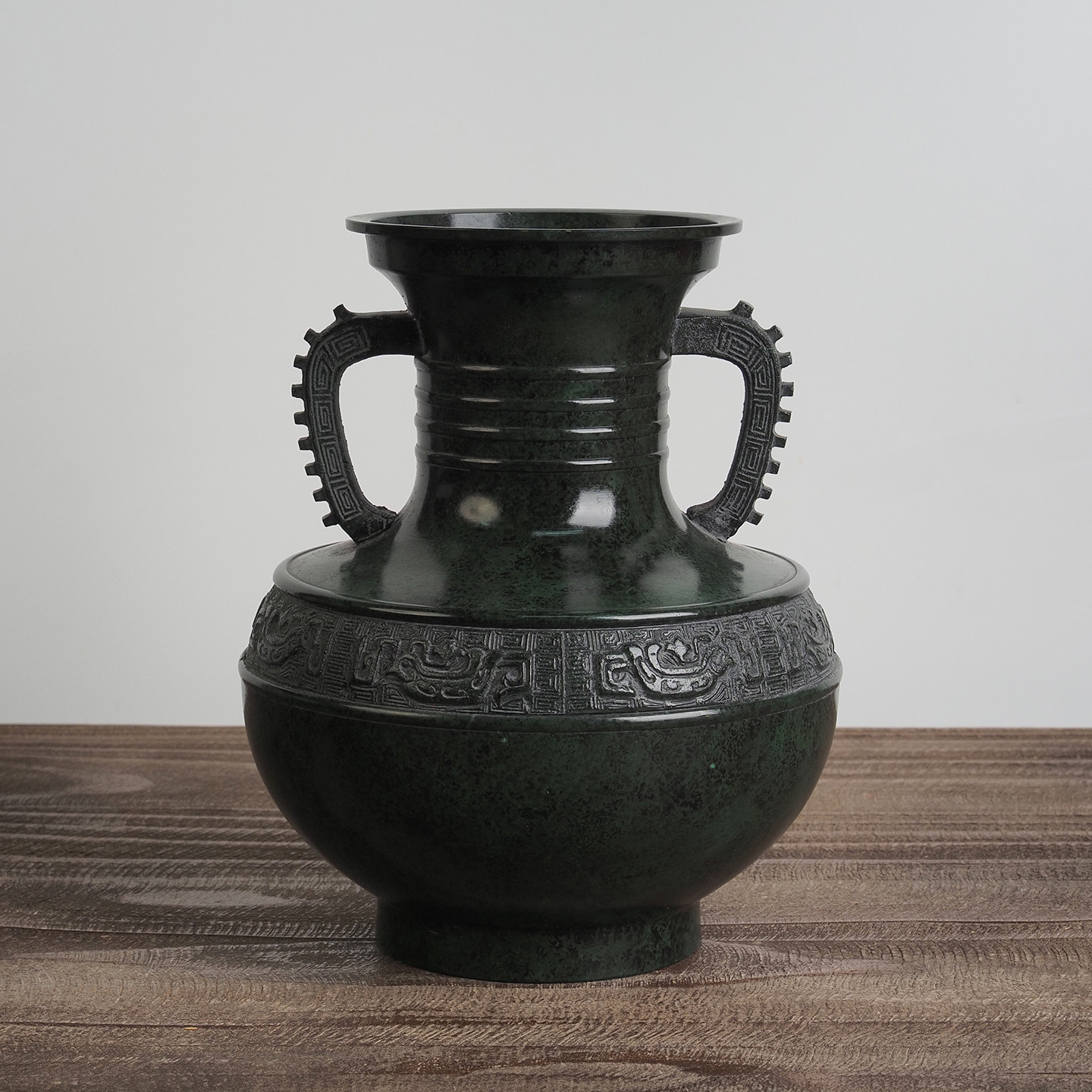中古日本回流高岗铜花器名家松盛作样板间会所餐厅民宿插花摆件