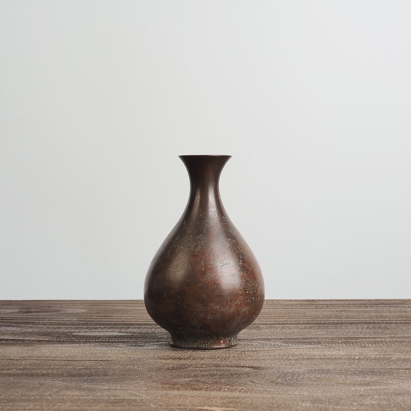 中古日本斑铜玉壶春瓶居家茶室书房玄关博古架干花插花台面摆件