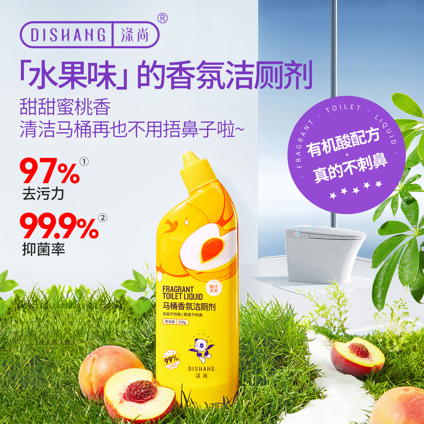 涤尚洁厕灵白桃果香520g