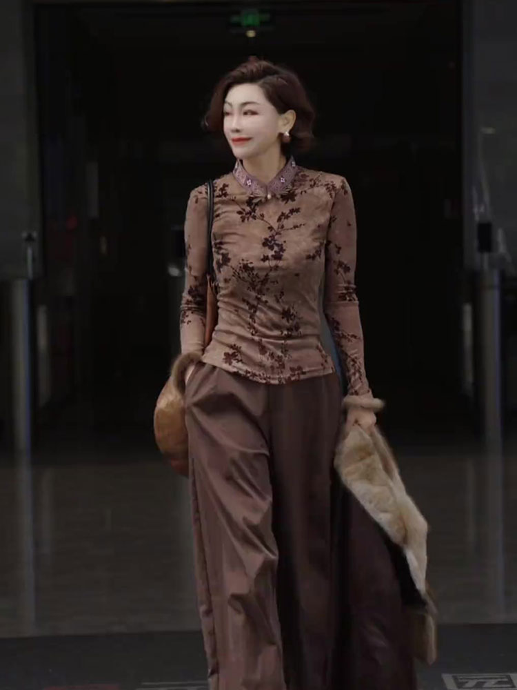 法式轻奢高端时尚羊绒上衣秋冬新款大码宽松气质高级简约古典衬衫