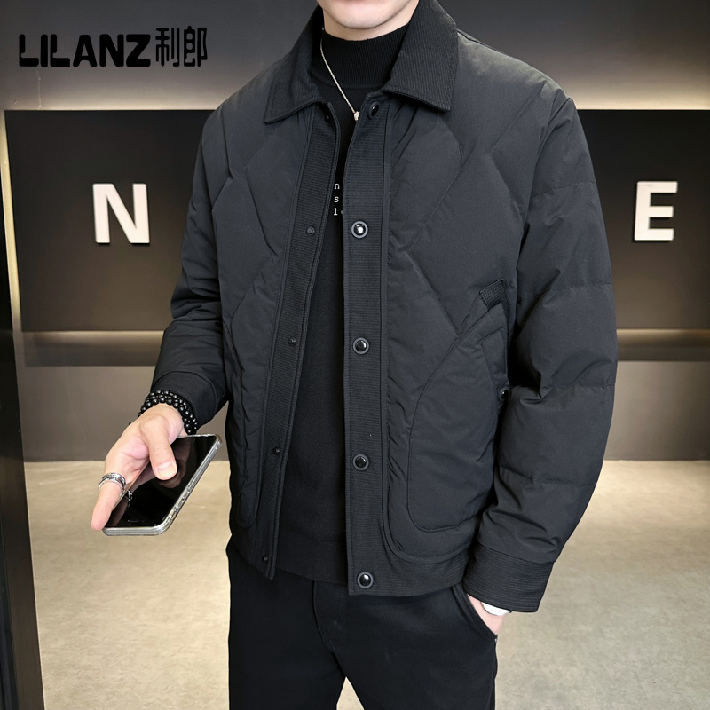 利郎翻领羽绒服男士秋冬季2025年新款轻薄款休闲工装夹克外套保暖