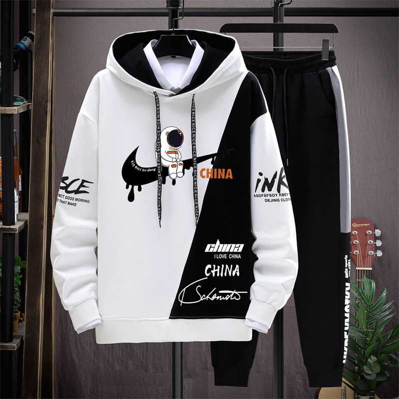 13秋季青少年连帽卫衣套装12岁男孩初中学生14潮流15大童长袖T恤