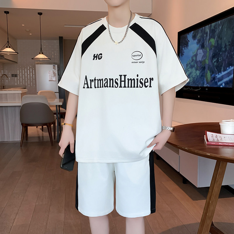 夏季短袖T恤12-15岁男孩大童13青少年16初中学生帅气冰丝体恤套装