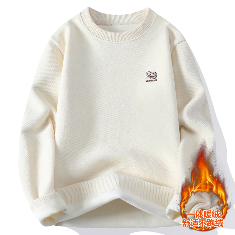 冬季潮流加绒加厚毛衣男孩针织衫