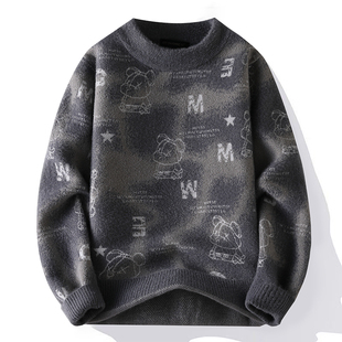 青少年半高领水貂绒毛衣男孩12岁15初中学生13大童潮流打底针织衫