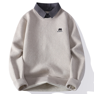 秋冬季假两件毛衣男孩13中学生14帅气15岁青少年大童衬衫领针织衫