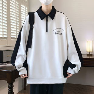 春季 青少年长袖 T恤潮流15男孩13运动服12 16岁大童翻领卫衣POLO衫