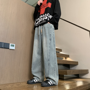 春季潮流宽松牛仔裤男孩13初中学生14岁青少年15大童16休闲弯刀裤