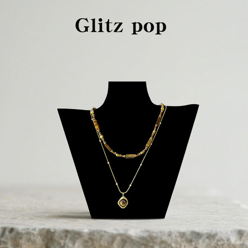 美拉德毛衣链秋冬复古项链人造虎眼石款项链高级感毛衣链轻奢小众