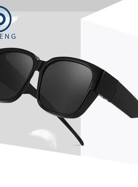 新款护目骑行运动太阳镜男挡风遮阳眼镜个性厚边方框户外驾驶防