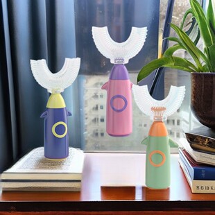 儿童小孩3子u型牙刷0到岁矽胶专用自动刷电动牙6一12岁软毛3到6岁