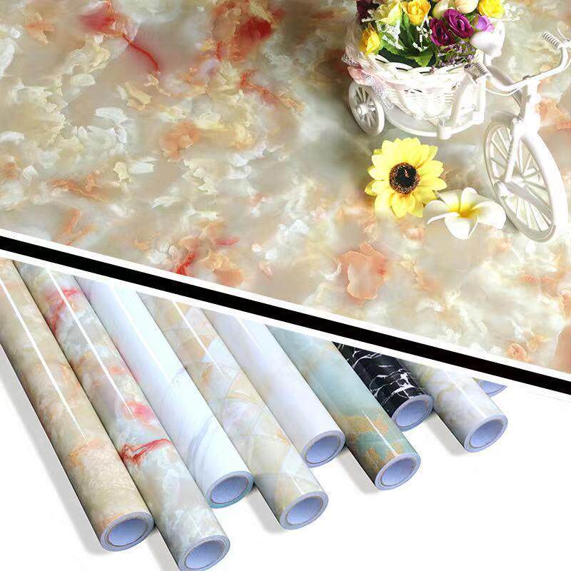 大理石贴膜改色耐高温白色贴纸洗手台玻璃餐桌理石台面防水保护膜