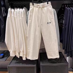 Nike耐克加绒直筒裤男子跑步运动训宽松保暖休闲九分裤FB7128-027