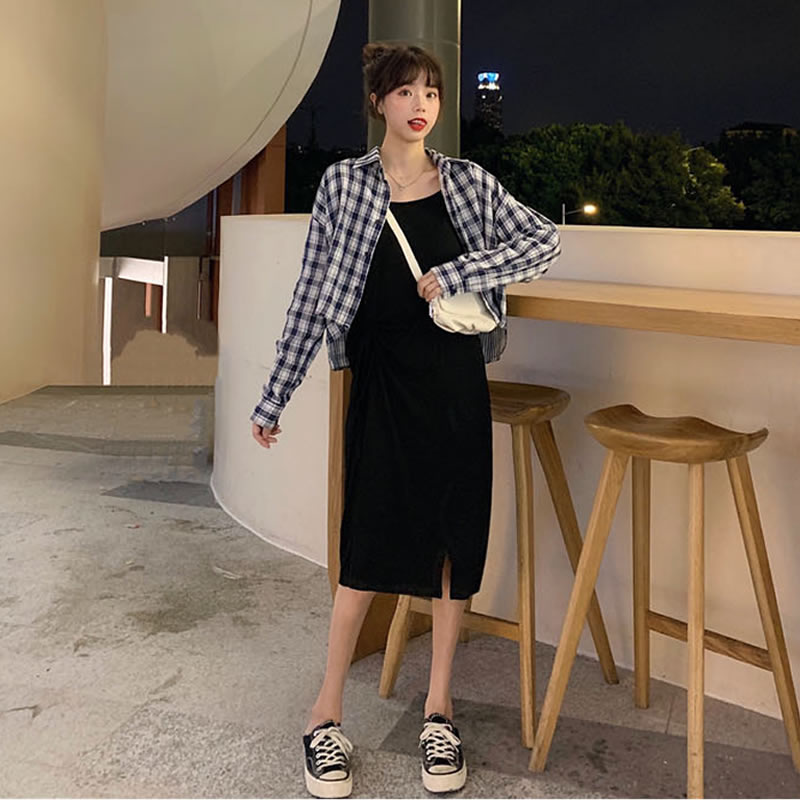 包邮两件套小吊带+开衫高冷御姐风夏裙