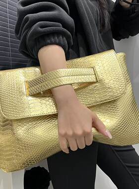 欧美蛇纹手拿包大容量可单肩腋下斜挎包辣妹日常外出百搭女士手袋