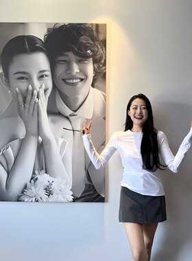 定制相框挂墙艺术微喷油画布无框画制作婚纱照全家福影楼照片放大