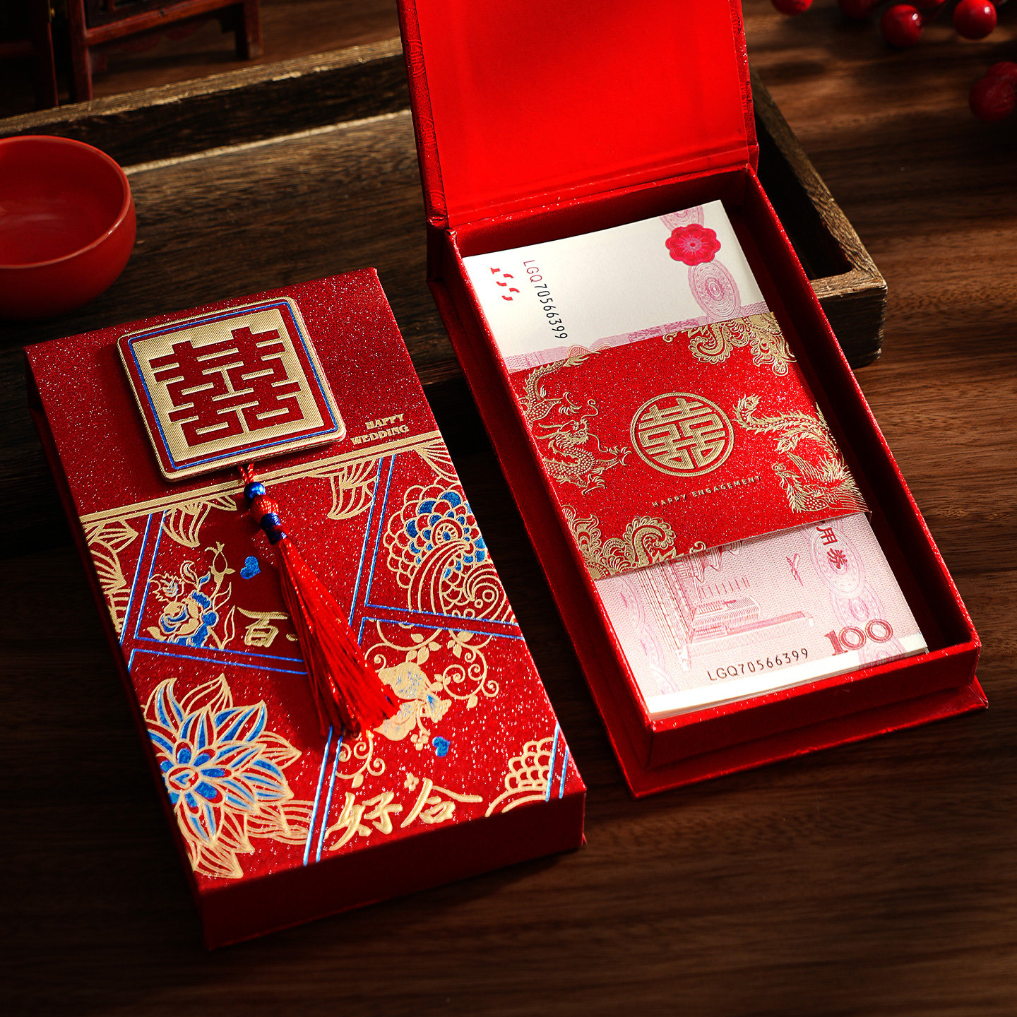 结婚红包磁吸万元改口红包盒硬质万元红包盒万元利是封红包礼盒