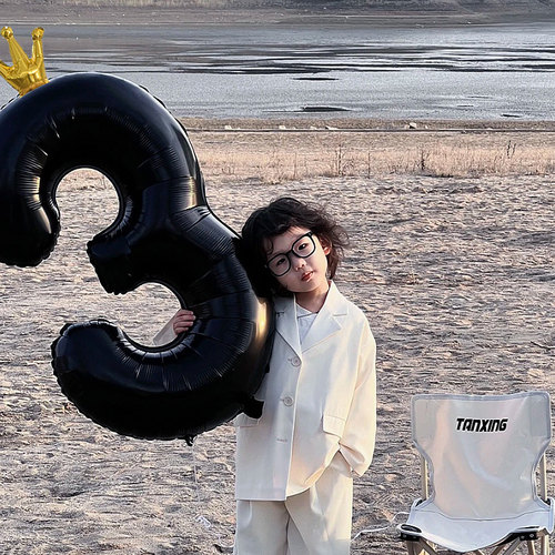 ins网红40寸黑色皇冠数字气球