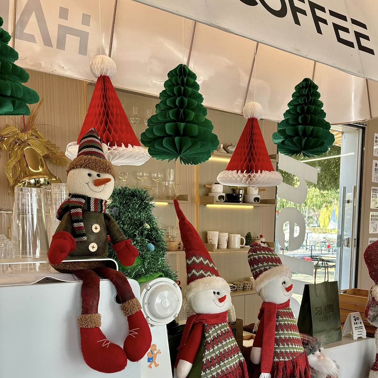 圣诞节装饰折纸蜂窝球挂件吊饰圣诞树帽店铺餐厅拍照道具场景布置