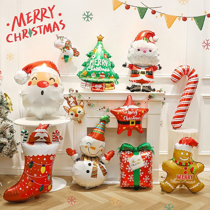 圣诞节主题布置铝膜气球商场门店