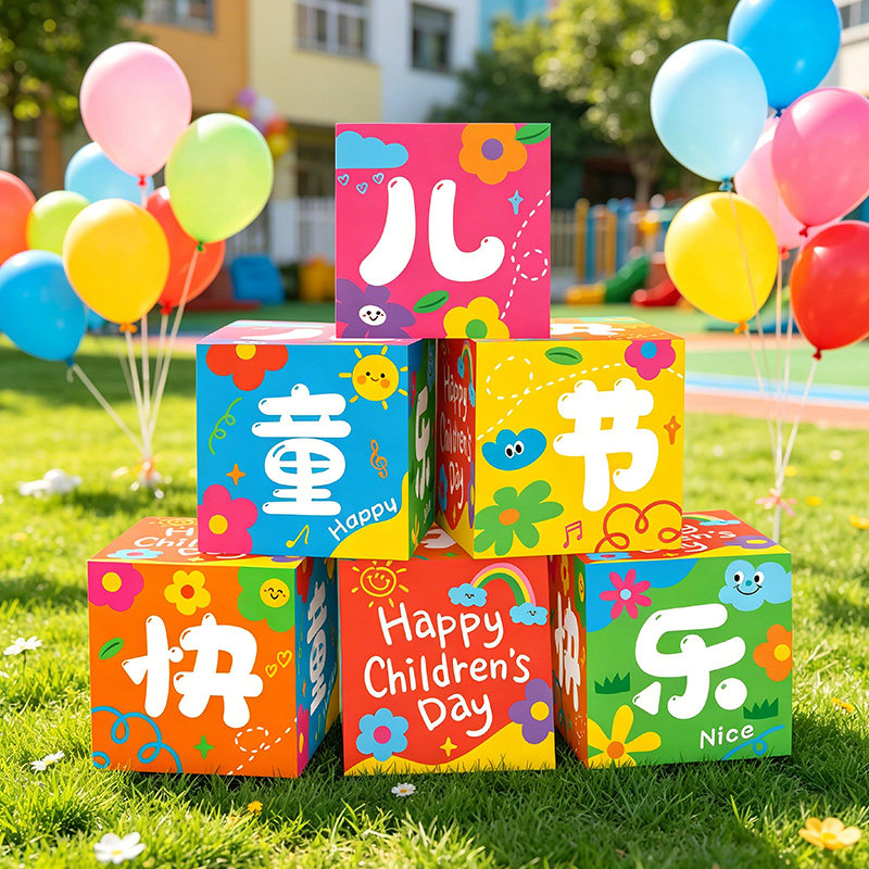 六一儿童节装饰礼物盒子摆件幼儿园小学教室氛围场景布置拍照道具