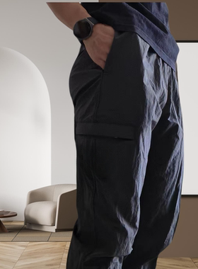 海外版ECONYL金属尼龙抗皱机能工装户外休闲裤长裤轻薄防晒裤男