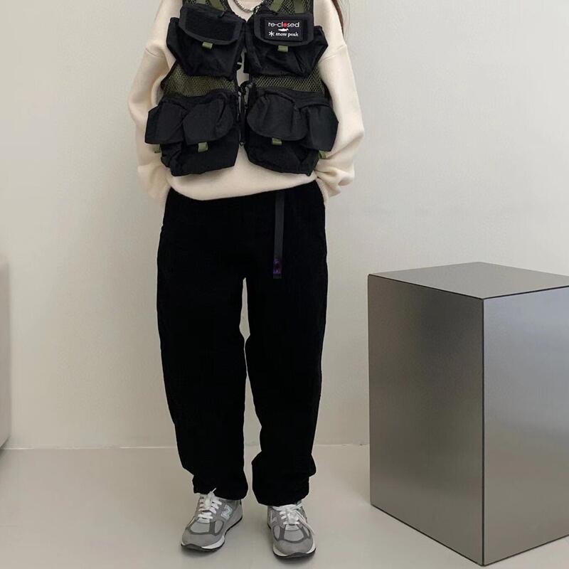 日系薪紫标加绒灯芯绒锥形裤休闲