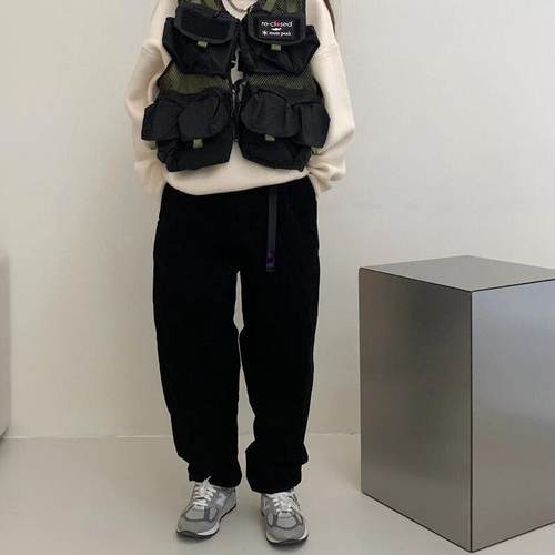 日系薪紫标加绒灯芯绒锥形裤休闲