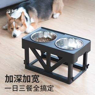 狗食盆狗饭盆防打翻护颈狗碗大号喝水一体宠物碗架中大型犬狗餐桌