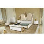 驰莺欧式 奢华皮艺公主床 新古典实木床别墅主卧1.8米豪华婚床法式