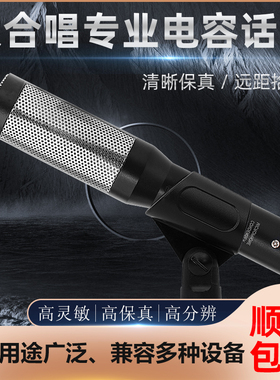 专业大合唱咪3V48v有线电容话筒远距拾音舞台乐器演出主持麦克风