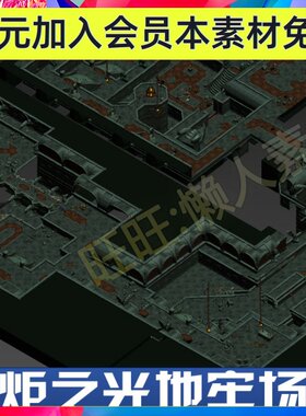 暗黑地牢地下城风格手游游戏火炬之光巨龙堡垒3D场景模型FBX素材