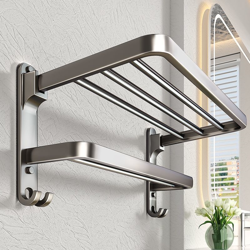 毛巾架5件套免打孔卫生间置物架壁挂式三件套厕所浴巾架双层6件套