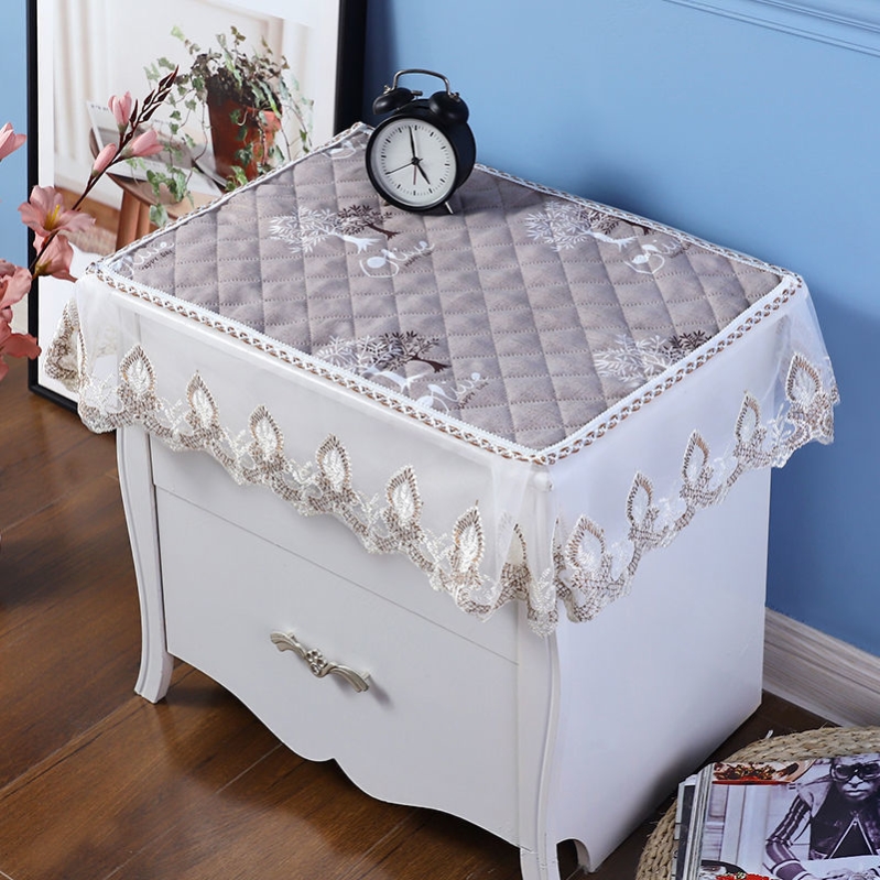 新款床头柜防尘罩桌布一对布罩盖巾盖布垫子卧室欧式防滑蕾丝套子