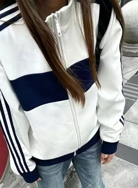 秋冬韩版ins加绒加厚卫衣女初中高中学生原宿bf风薄款宽松外套潮