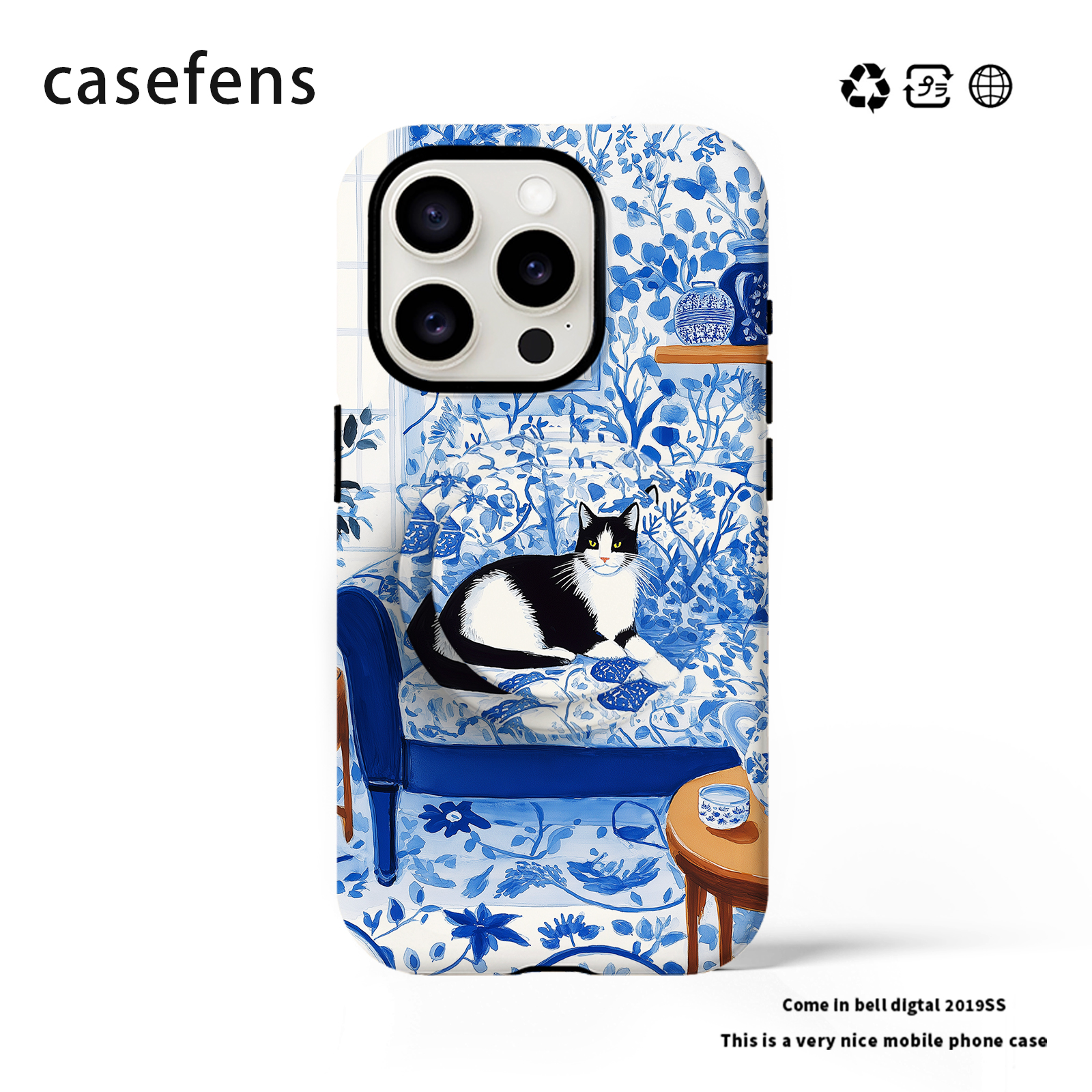 原创青花瓷浮世绘适合iPhone16promax新款15Pro女14pro华为小米/磁吸菲林/二合一/电镀银/黑框软手机壳支架