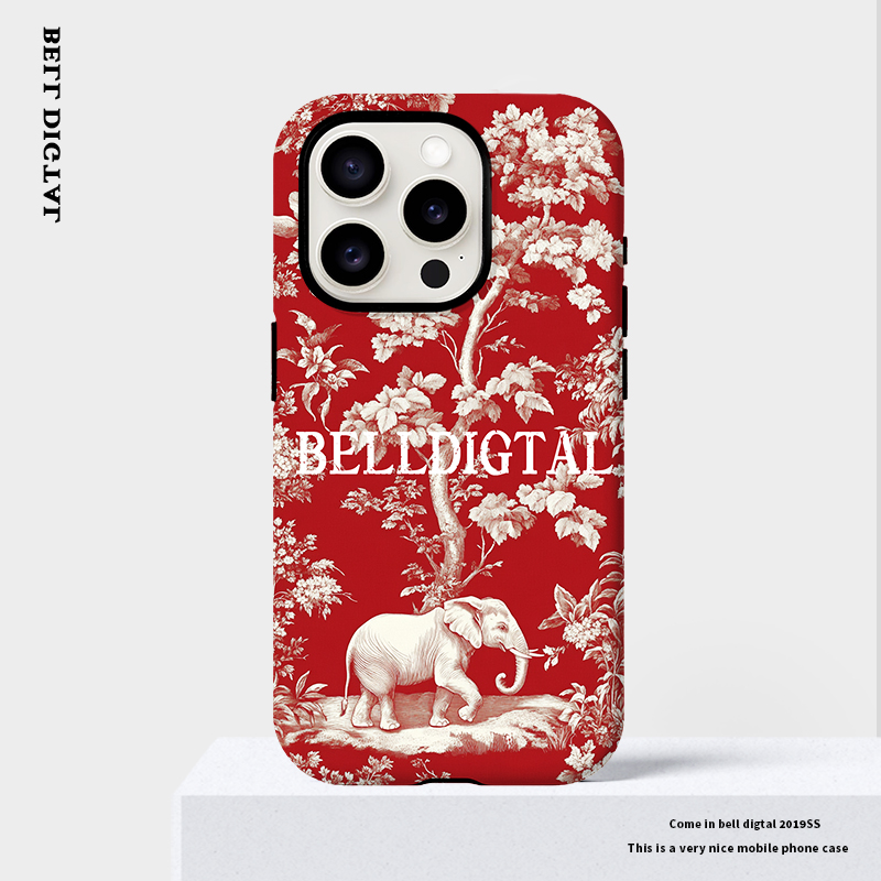 原创复古红色大象适用iphone16promax手机壳苹果16新款16pro萌宠15promax简约15pro女款15磨砂14日韩13全包12