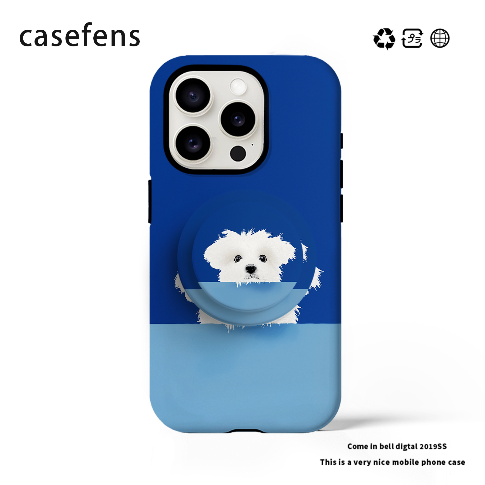 原创可爱蓝色小狗适用iPhone16promax新款15Pro女14pro华为小米/磁吸菲林/二合一/电镀银/黑框软手机壳支架