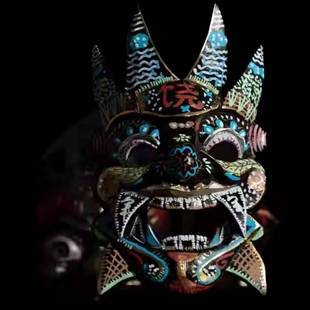 万圣节cos鬼戏面具日祭祀装扮道具鬼节恐怖彩绘画中国风傩戏面具