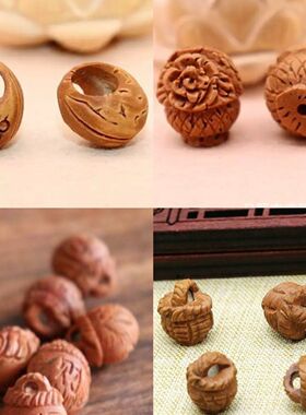 山桃核雕刻小挂件手机链包挂编别针复古简约宝宝儿童孕妇素款桃篮