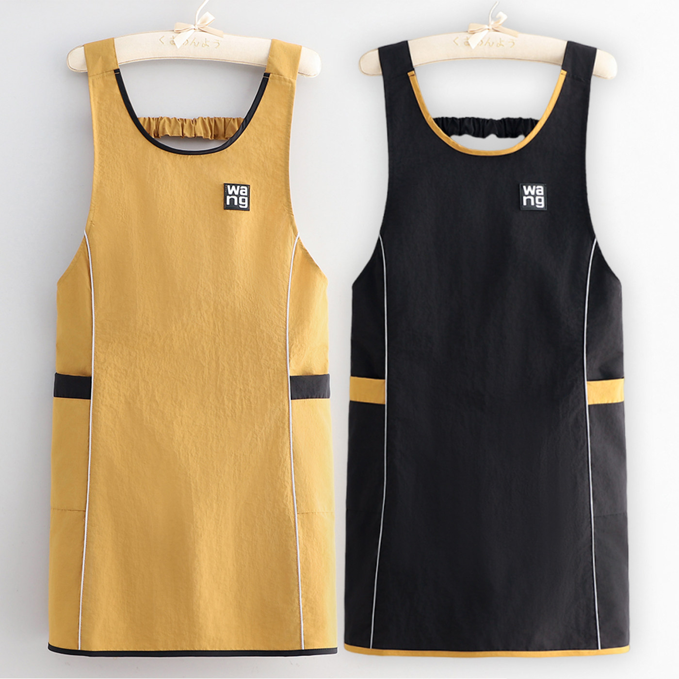 简约小清新防水防油塔丝隆围裙厨房家用男女餐饮专用做饭工作围腰