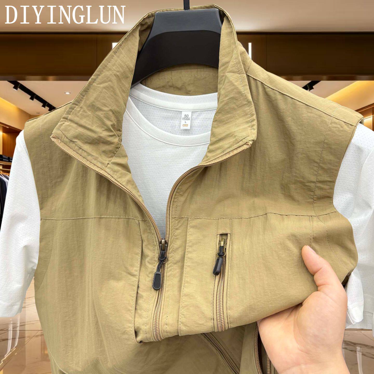 DIYINGLUN品牌男士工装立领马甲