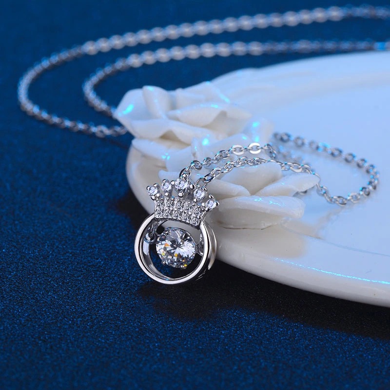 pringxy女银镀铂金灵动皇冠项链