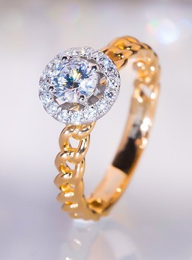 链条群镶蛋糕戒指50分高级感