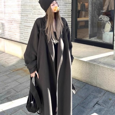 反季特价呢子大衣女秋冬2025新款韩系毛呢外套夹棉加厚过膝中长款