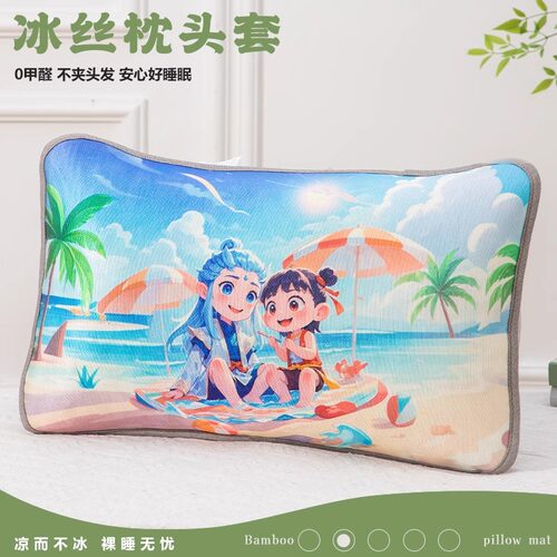 夏季儿童冰丝枕套一对装夏天凉感枕头套30x50cm幼儿园宝宝枕芯套