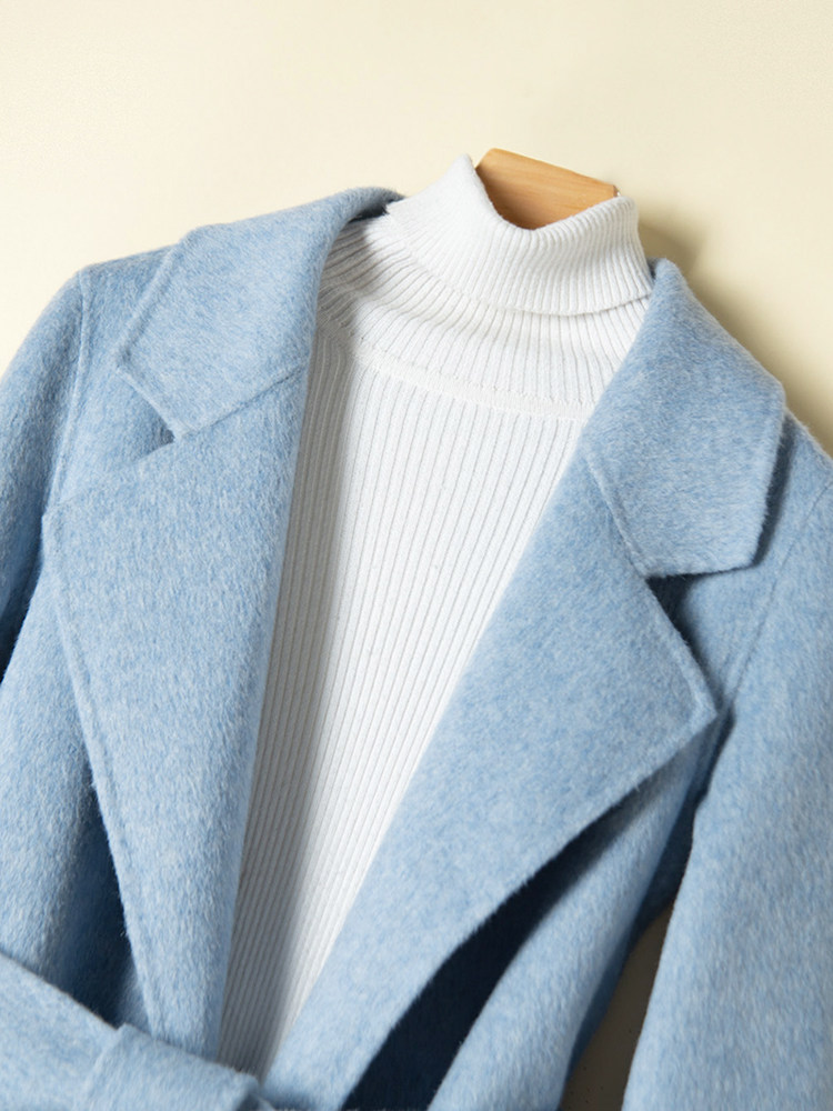 Double-sided cashmere coat women's short Korean version of pure wool autumn and winter new high-end wool coat Hepburn style double-sided