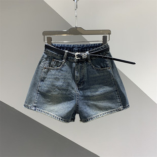 女百搭宽松显瘦外穿阔腿热裤 复古做旧刺绣牛仔短裤 新款 2026年春季