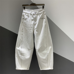 长裤 2026年春季 女百搭宽松阔腿老爹哈伦裤 拼接休闲牛仔弯刀裤 新款