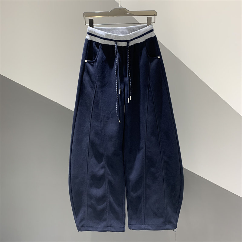 2025年秋季新款松紧腰抽绳拼接撞色休闲阔腿裤女百搭宽松弯刀长裤,女装/女士精品,休闲裤,淘宝优惠券,粉丝福利购,淘宝优惠卷